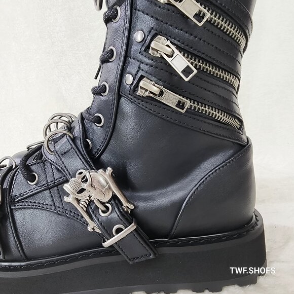 Valor Goth Combat Biker Ankle Boots Black Matte Men US Size - Picture 13 of 13